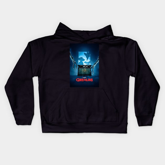 Gremlins Poster Kids Hoodie by Edumj